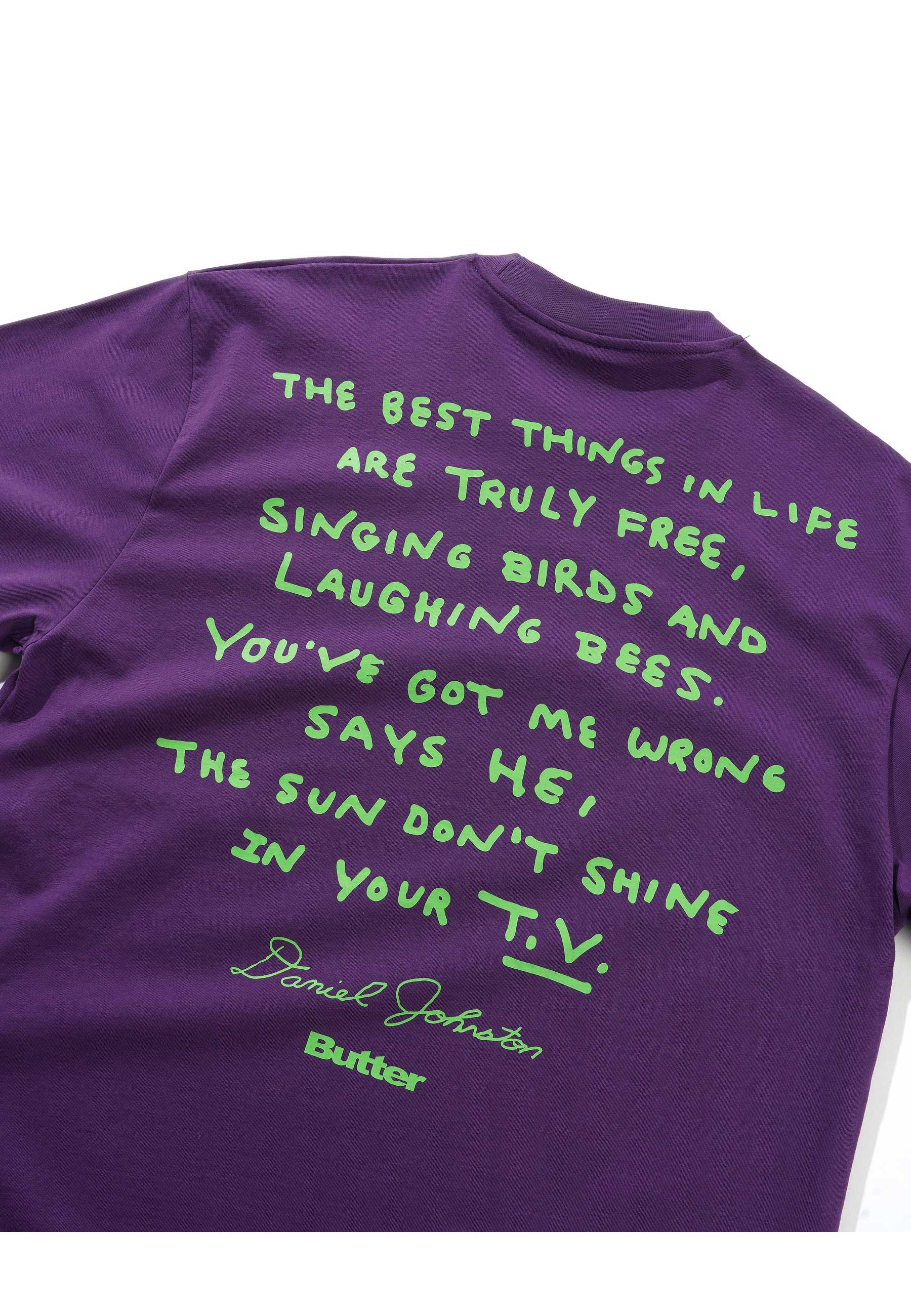 Butter Goods X Daniel Johnston 'Don't Be Scared' T-Shirt (Grape) - Image 4