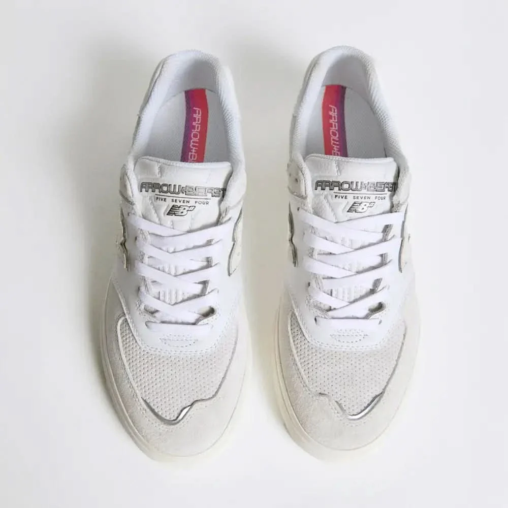 New Balance Numeric x Arrow and Beast '574VAB' Skate Shoes (White / White) - Image 4