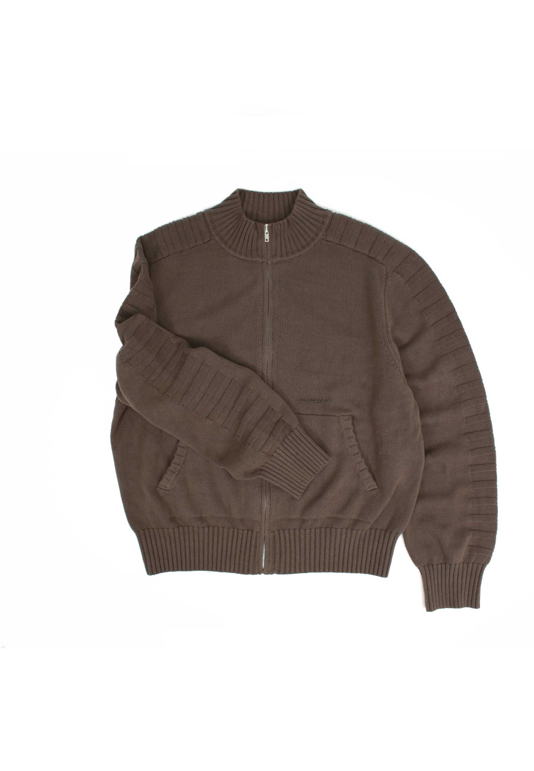 Yardsale 'Faldo' Knitted Full-Zip Jacket (Brown) - Image 2